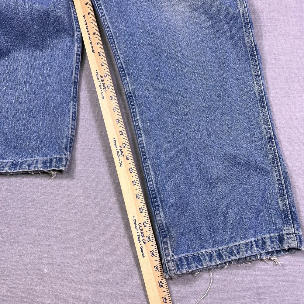 VTG Faded Glory Men's‎ Blue Denim Distressed Wide Leg Carpenter Jeans Size 38x30